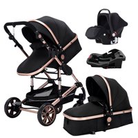 Golden Baby'S - Coche Con Silla De Nido Y Base De Auto Premium 3 En 1 Negro