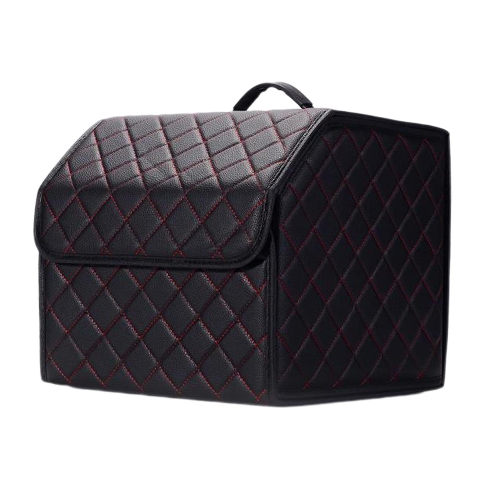 Magideal - Caja De Almacenamiento De Maletero De Coche, Caja De Transporte Multifuncional De Cuero Pu, Caja De Almacenamiento Resistente, Organizador De Maletero Negro