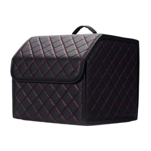 Magideal - Caja De Almacenamiento De Maletero De Coche, Caja De Transporte Multifuncional De Cuero Pu, Caja De Almacenamiento Resistente, Organizador De Maletero Negro