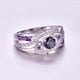 thumbnail image 4 of Gogeous Silver Plated 5x5mm Creado Azul and Rosa Topaz Cubic Zirconia Filled Hearte Twisted Ring Band para mujeres Ladies Girls, 7, Metal, Cubic Zirconia, 4 of 5