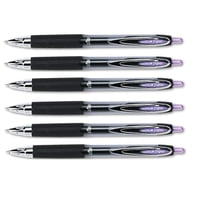 Bolígrafos De Tinta De Gel Retráctiles Uni-Ball Signo 207 De 0,7 Mm, Color Morado, Paquete De 6