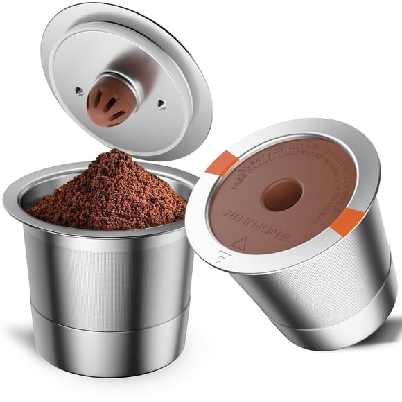 Cápsulas de café reutilizables RETHONE de acero inoxidable K, paquete de 2