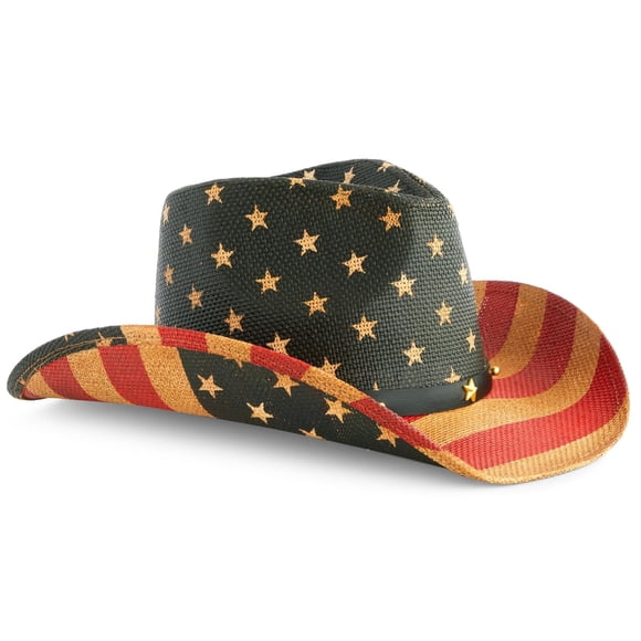 Sombrero Vaquero Zodaca Vintage con Bandera de EE.UU. de Paja Unisex