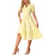 thumbnail image 4 of INSPIRE CHIC Vestido Midi de Cuadros para Mujer con Cuello en V, Manga Corta, Vestido de Verano con Volantes y Detalle de Botones Amarillo Talla L, 4 of 6