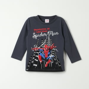 Polera Manga Larga Niño Spiderman Protector Gris Marvel