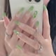 thumbnail image 2 of St. Patrick's Day Heart Decor Long Press On Nails - Women's Fashion Green Ombre False Nails, 2 of 2