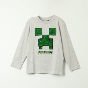 Polera Manga Larga Minecraft Con Lentejuelas Reversibles - Niños 4-12 Años