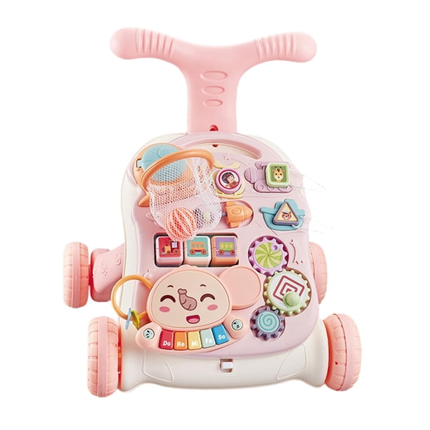 Baby Push Walkers Push Walking Toy Aprender a Caminar Práctico Juguete Educativo Temprano para Niños Y Niñas con Música de Sonido Centro de Actividade Rosa