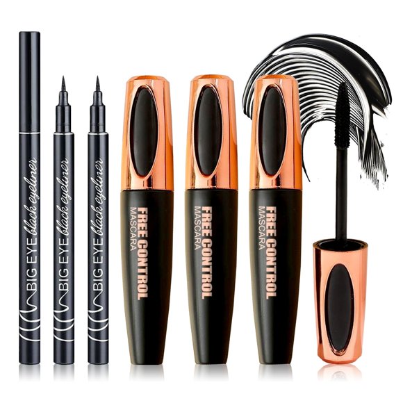 Set Fusang de 6 piezas: máscara de pestañas y lápiz delineador impermeables de larga duración