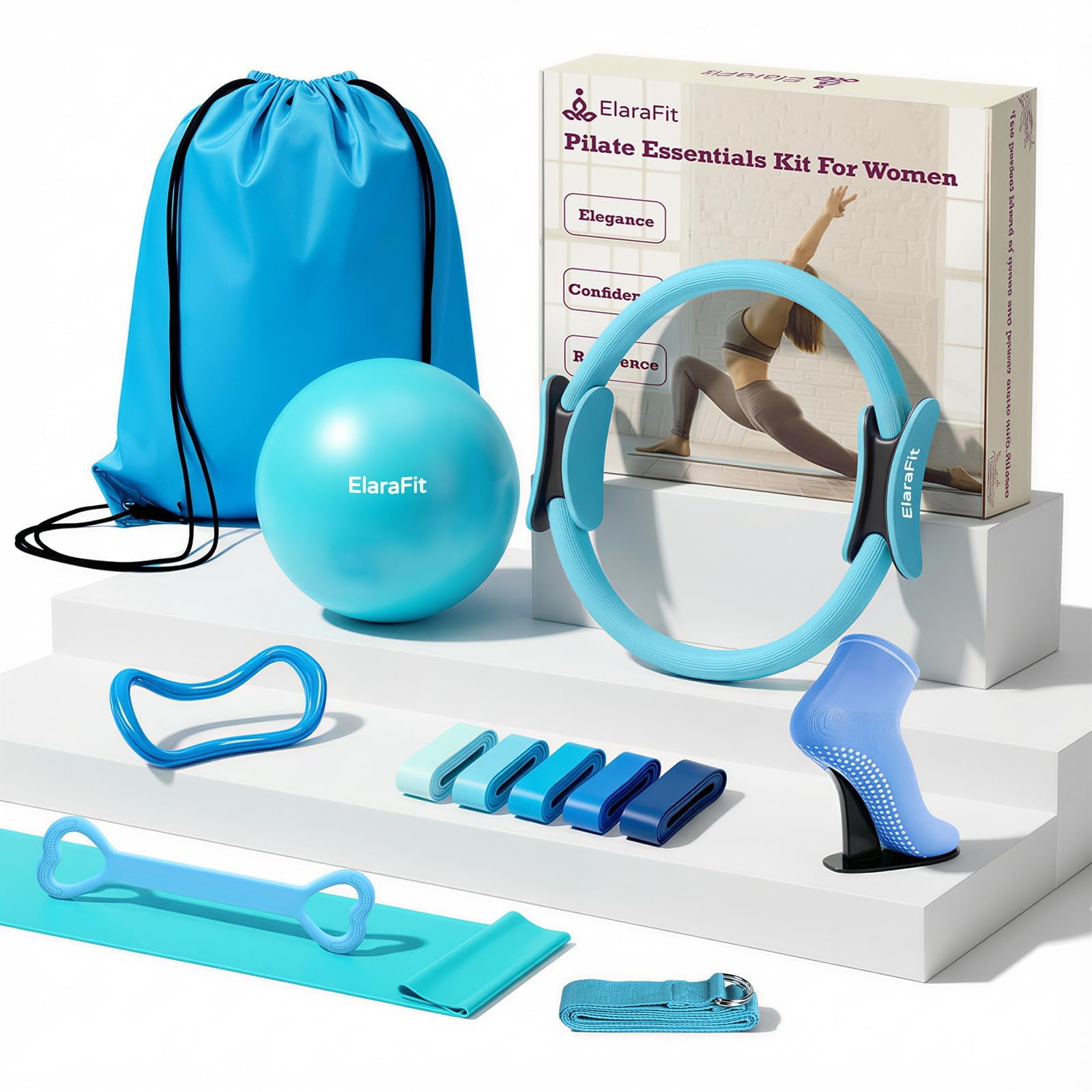 Set De Anillos Y Bolas De Pilates Elarafit Home Para Mujer Con 5 Bandas