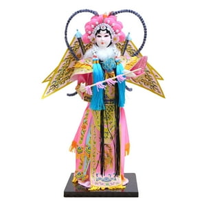 Genérico - Personajes De La Ópera De Pekín Estilo Chino Dormitorio Gabinete Estatua Figuritas Decoración Bandera Rosa Amarilla