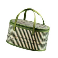 Bothyi - Cesta Tejida De Bambú Con Asas Dobles Cesta De Embalaje De Regalo Para Almacenar Pasteles Verde S