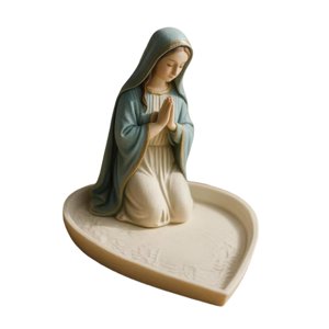 Ioensy - Porta Rosario De Resina Con Estatua De Oración, Bandeja Para Collares, Brazaletes Y Baratijas De La Virgen María.