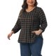 thumbnail image 4 of Agnes Orinda Conjuntos de Halloween para Mujeres Tallas Grandes Blusa Manga 3/4 Cuello en V Botones Decorativos Casual Túnica de Cuadros Camiseta de Manga Larga 4X Marrón Oscuro, 4 of 5