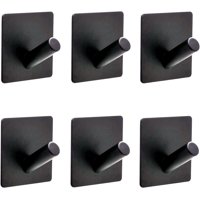 Xinqihang - Ganchos Adhesivos Para Toallas De Baño, Paquete De 6, Resistentes, Negros, Para Colgar En La Pared, Accesorios De Decoración De Baño (Negro, Paquete De 6)