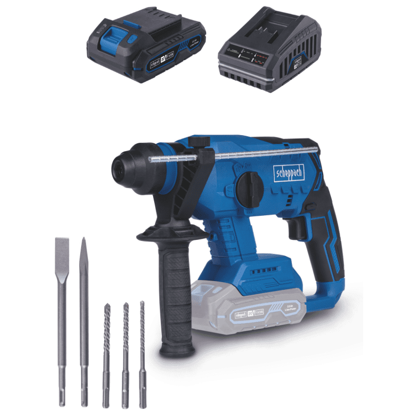 Rotomartillo Inalambrico Brushless Profesional Scheppach Con Cargador Y Batería De 2 Ah 50hz