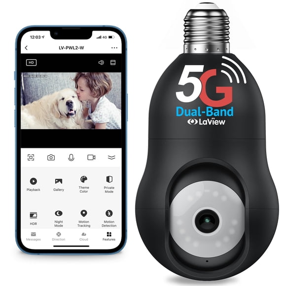 Cámara de seguridad LaView Bulb 4MP 360° 2K WiFi 5G Alexa