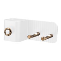 Magideal - Soporte Para Secador De Pelo Montado En La Pared Para Colgar En La Pared, Sin Clavos Con Gancho De Enchufe, Soporte Para Secador De Pelo, Organizador Blanco