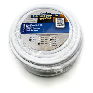 Cable Cordón Eléctrico Sil Flexible 3X2,50Mm2 20M Blanco Sec
