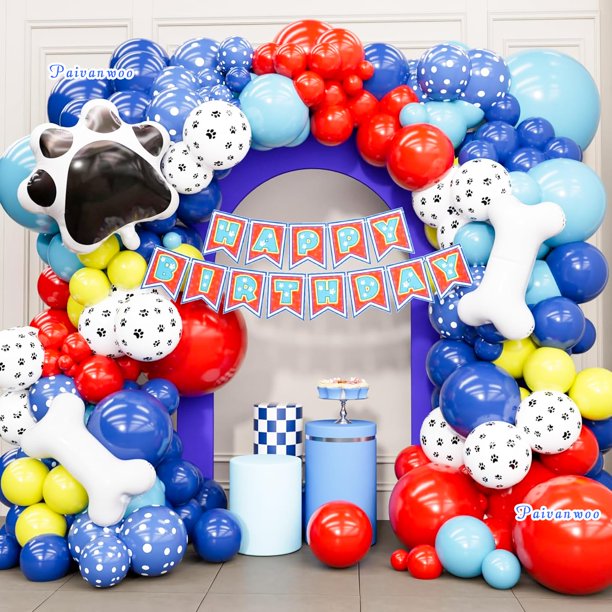 Kit de Arco de Globos Paivanwoo 183 Piezas - Huellas de Pata y Banner Feliz Cumpleaños