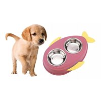 Defensor Forever - Plato Doble De Mascotas De Acero Inoxidable Lila