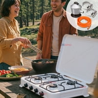 Line - Cocina Encimera A Gas Licuado 4 Platos + Kit De Instalación Cocinilla Blanco