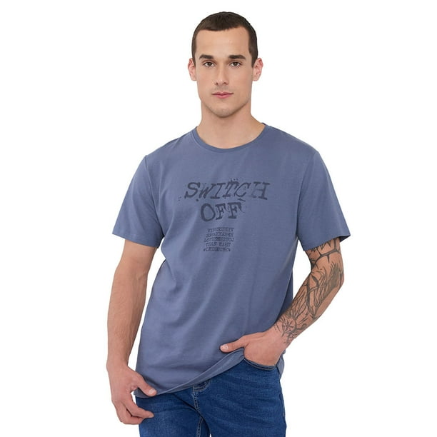 Polera Hombre Fun Lettering Azul Corona