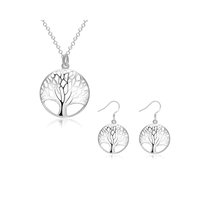Fershop - Conjunto De Plata Collar Y Aros Árbol De La Vida