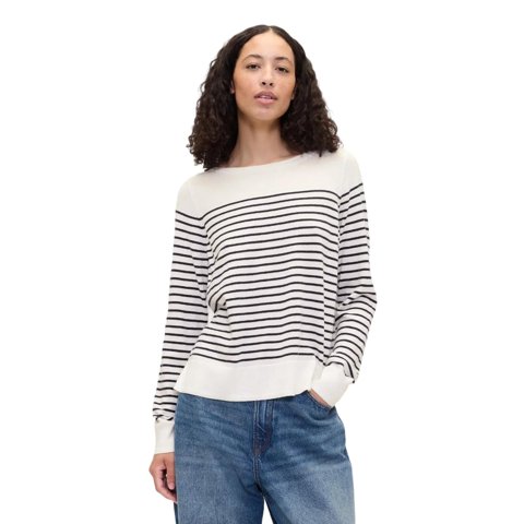 Jersey Gap Con Cuello De Barco Y Rayas De Leche Para Mujer Xl