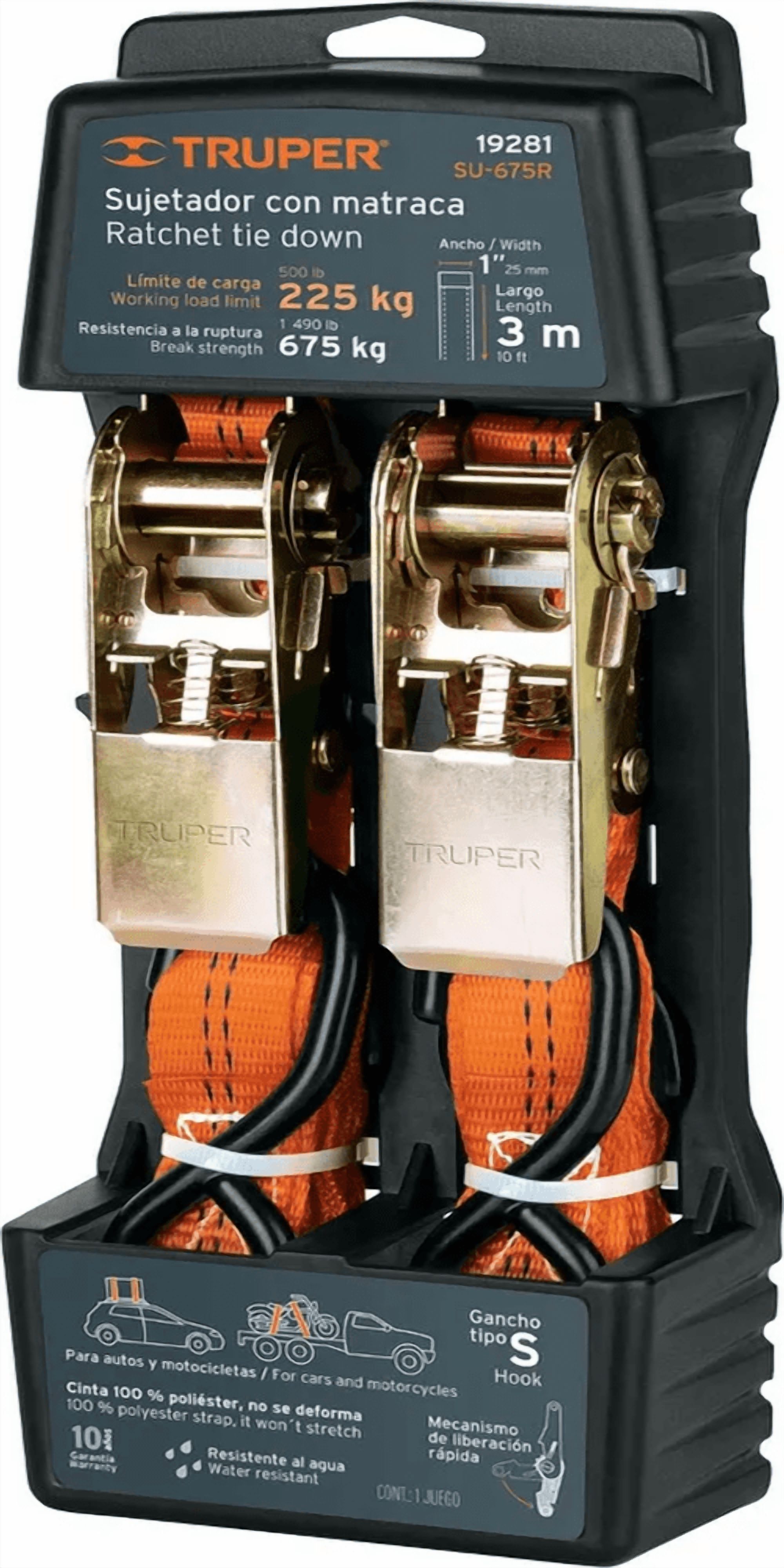 Genérico - 2 Eslingas Crique Traca Sujetador 3Mts Reforzado Autos Moto Color Naranja