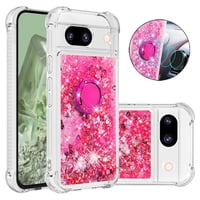 Foxdock - Funda Para Google Pixel 8A Con Brillo Líquido, Protección Completa Y Soporte De Anillo Giratorio