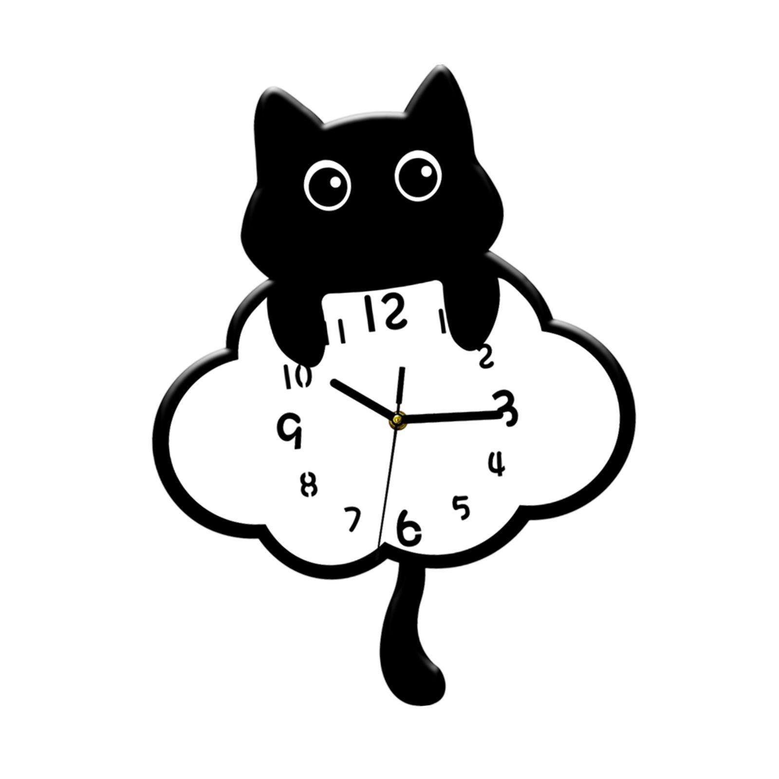 Bothyi - Reloj De Pared De Gato Con Péndulo De Cola Oscilante, Decoración Para Escuela Y Oficina, Estilo Rústico Silencioso B