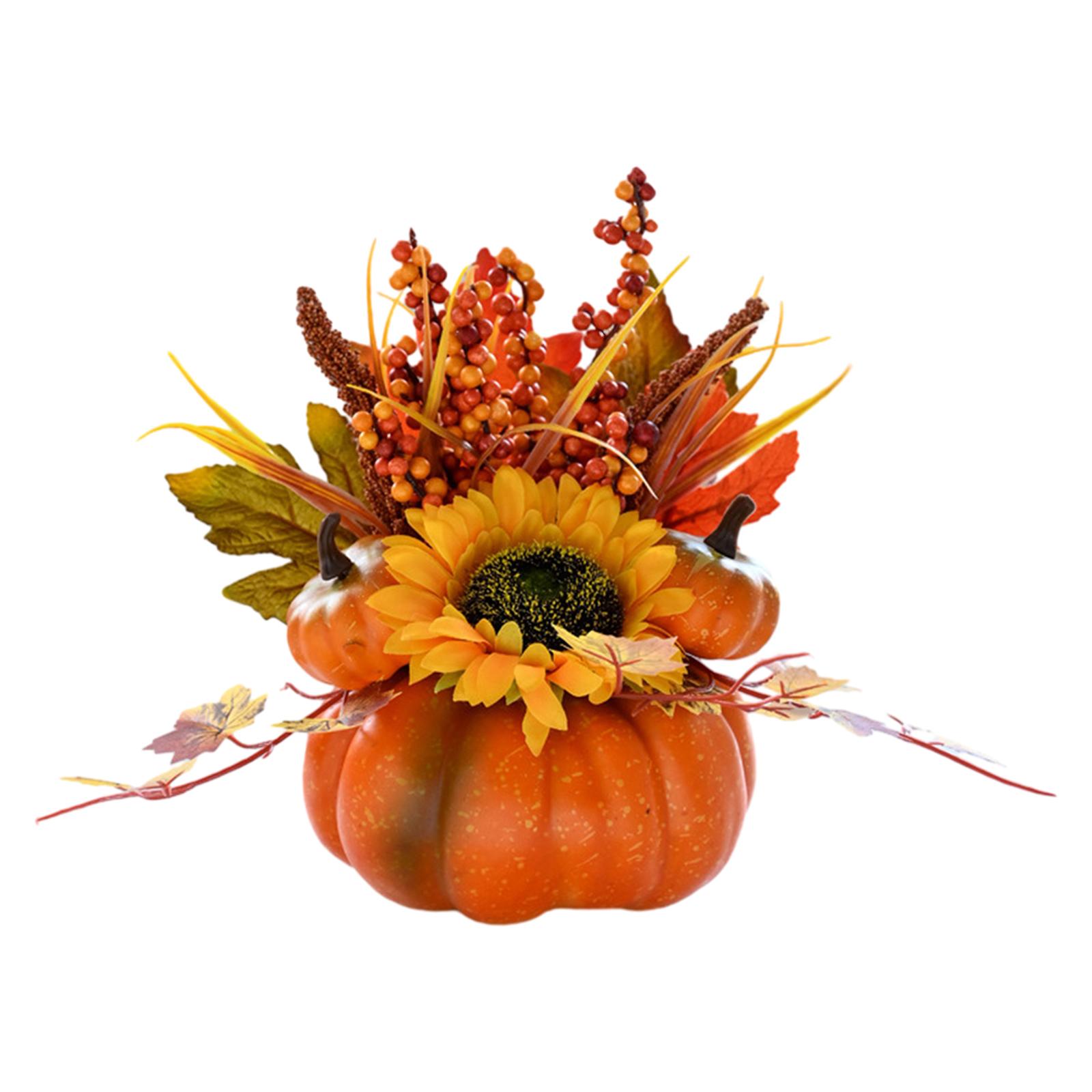 Magideal - Calabaza Artificial Con Flores, Decoración De Acción De Gracias, Centros De Mesa De Decoración Para Fiestas, Calabazas De Espuma Falsas De Otoño Para Estilo C