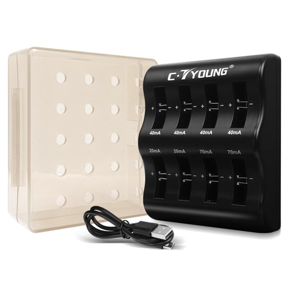 Cargador de baterías CTYOUNG de 8 ranuras USB-C para pilas de litio de 3,6 V