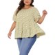 thumbnail image 4 of Agnes Orinda Tops Florales para Mujer Tallas Grandes Cuello Redondo Manga Corta Puños Elásticos Blusas Peplum Casual 3X Amarillo, 4 of 4