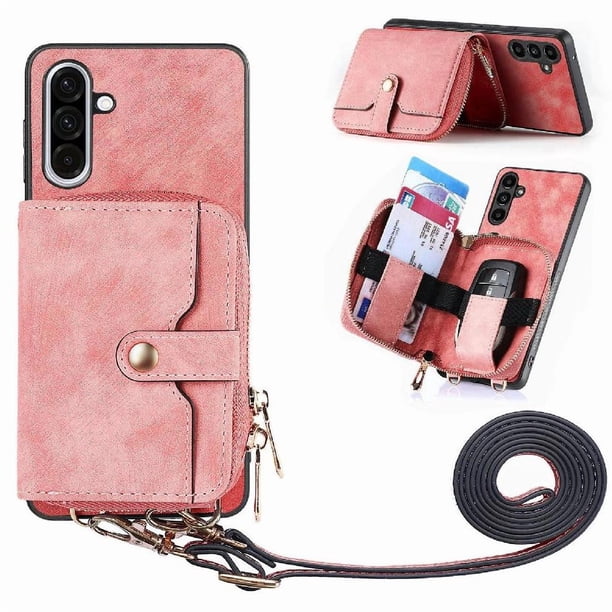 Funda Tipo Cartera con Correa Cruzada para Samsung Galaxy A36 Protección Contra Golpes Rosa