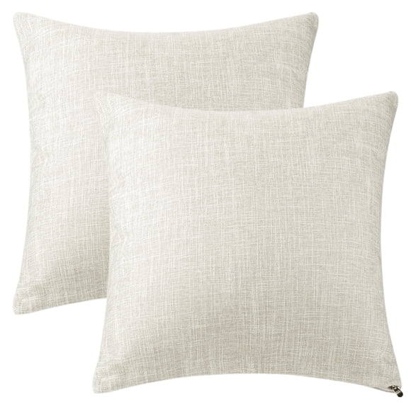 REGALWOVEN Fundas de Cojín Decorativas de Lino para Casa de Campo Juego de 2 Fundas de Cojín Cuadradas Rústicas para Sofá Beige 20" x 20"
