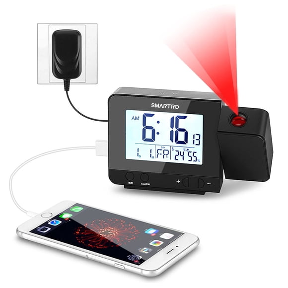 Reloj despertador digital SMARTRO con termómetro e higrómetro