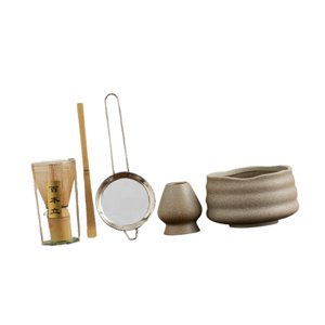 Magideal - Juego De 5 Piezas De Matcha Japonés, Kit Para Preparar Té Matcha, Batidor De Cerámica Tradicional Para Matcha, Tazón Para Restaurante, Hogar, Saludo Piedra