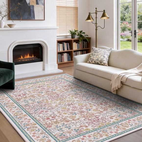 Alfombra de Área AMADA HOMEFURNISHING 140x213 cm Rosa Floral