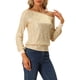 thumbnail image 4 of INSPIRE CHIC Tops de lentejuelas con hombros descubiertos para mujeres de manga larga para fiesta disco brillante con purpurina S Oro, 4 of 6