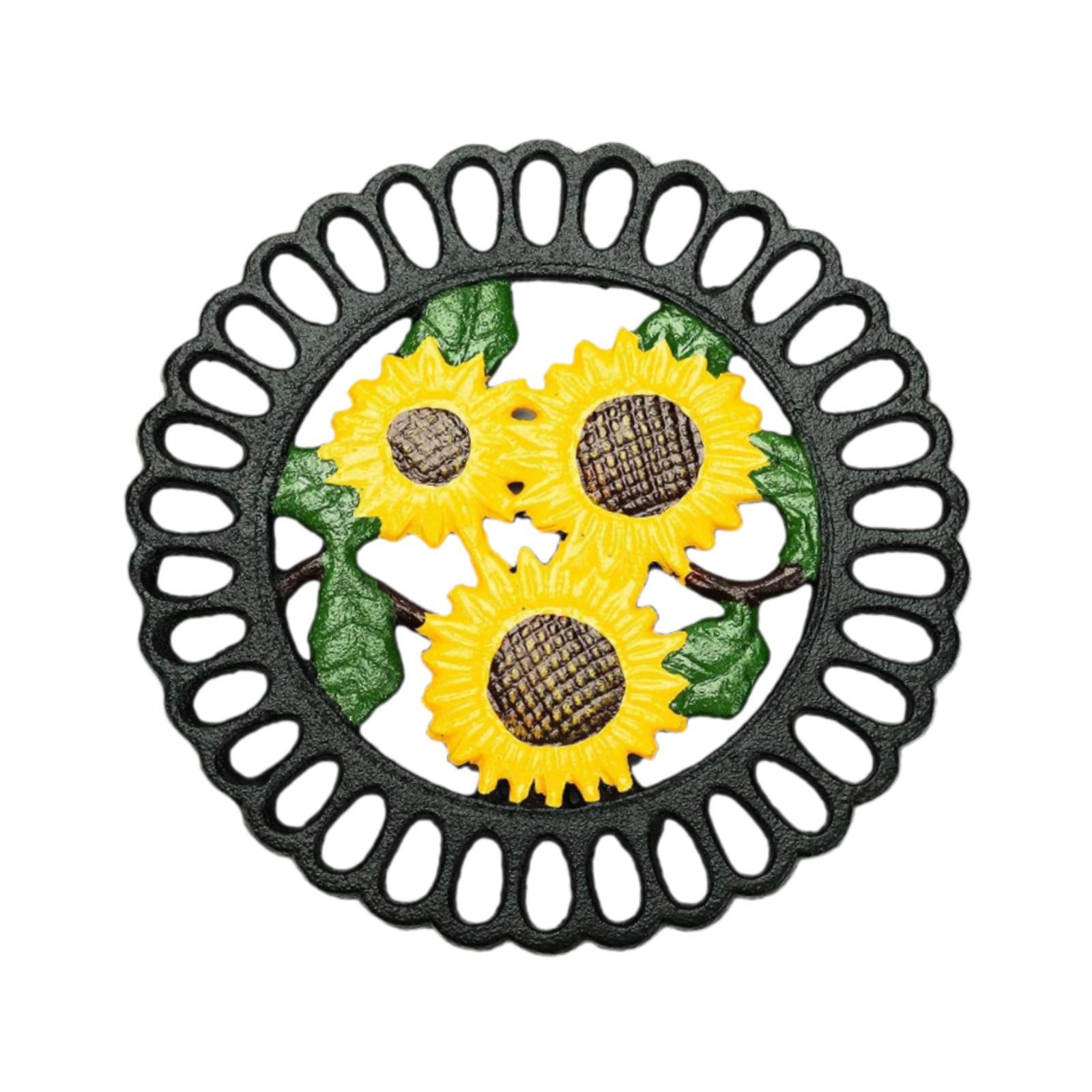 Magideal - Soporte Para Olla Caliente, Salvamanteles De Hierro Fundido Resistente, Almohadilla Para Placa Caliente Resistente Para Tetera De Cocina Y Sartén Plat Girasol