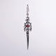 thumbnail image 5 of Pendientes colgantes medievales renacentistas con daga de calavera gótica y cristales austriacos rojos, de metal., 5 of 7