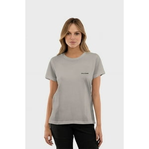 Polera Orgánica Classic Logo Taupe Mujer Falcone