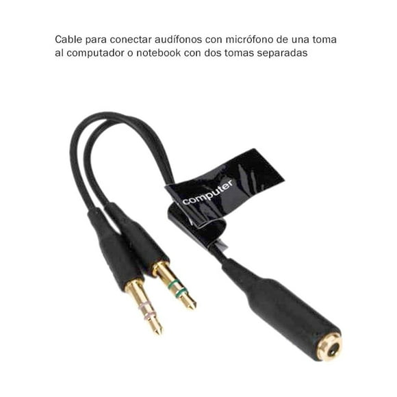 Cable divisor de audio y micrófono – entrada plug 3.5mm
