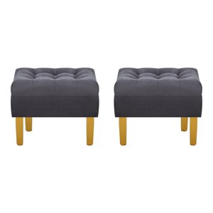 Bodevir - Set Pouf Wood 1C Felpa 01 Gris