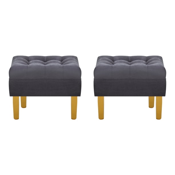 Set Pouf Wood 1c Felpa 01 Gris
