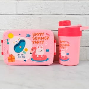Oem - Lonchera Fiambrera Hermética Con Botella Rosa