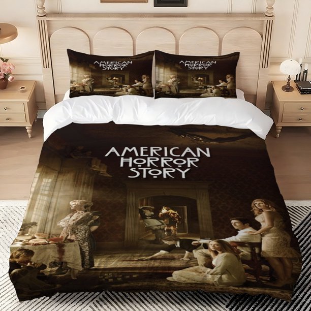 3pcs American Horror Story Themed Print 100% Polyester Bedding Set with Duvet Cover and Pillowcases