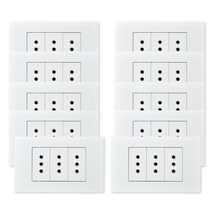 Want - Pack 10 Tomacorriente Triple Metálico 10A - Blanco